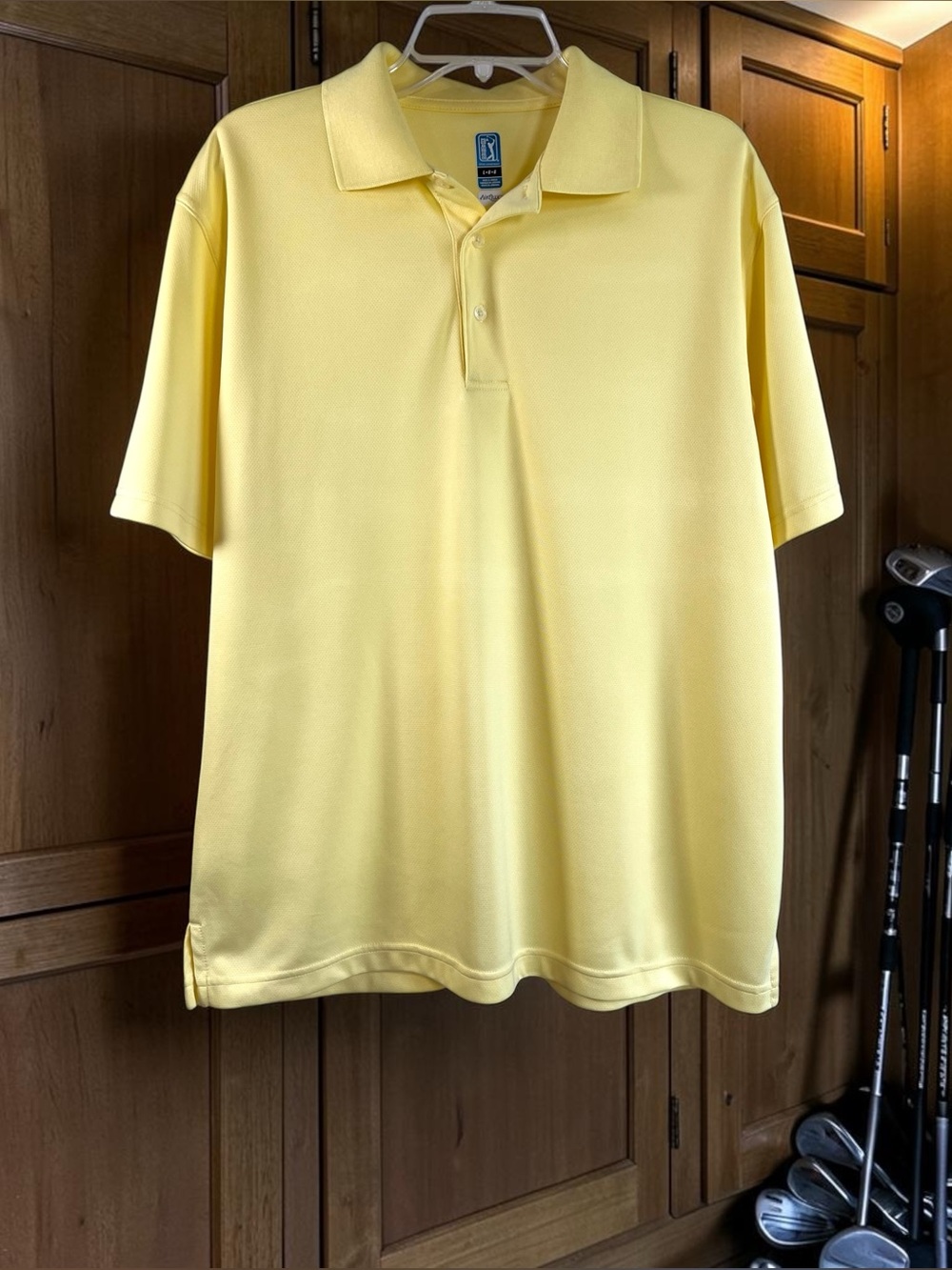 PGA Tour Airflux Light Yellow Short-Sleeve Golf Polo Shirt Sz Large